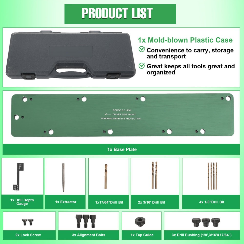 71500 Exhaust Manifold Drill Template Tool Kit for Dodge 5.7L Hemi Motors