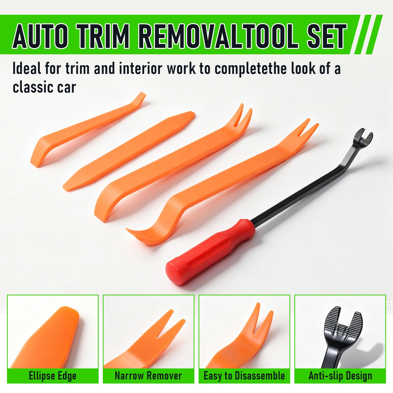 5pcs Car Door Trim Removal Tool Pry Panel Dash Radio Body Clip Installer Kit Set
