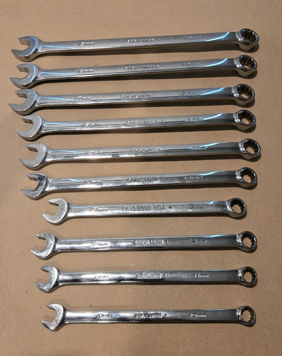 Snap On USA 10MM-19MM 12PT Metric Long Flank Drive + Combination Wrenchs READ AD