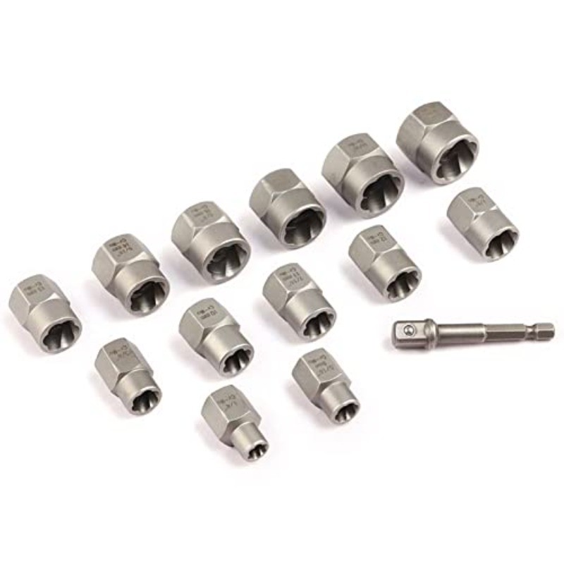 14pc Impact Bolt & Nut Remover Set 3/8″ Drive Bolt Extractor Tool Kit With Case