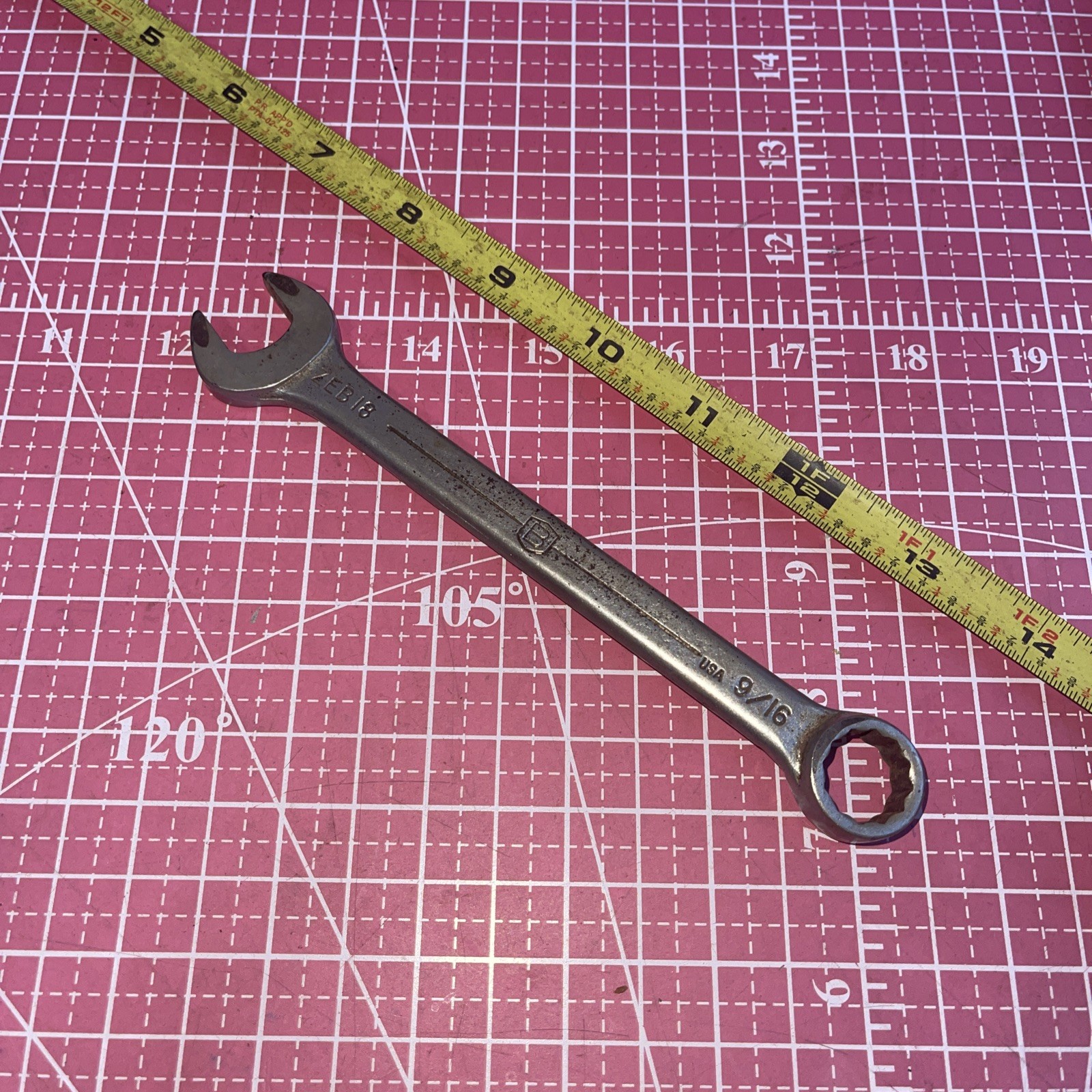 Vintage Bonney USA ZEB18 9/16 In SAE 12 Point Combination Wrench Bubble Logo Zeb