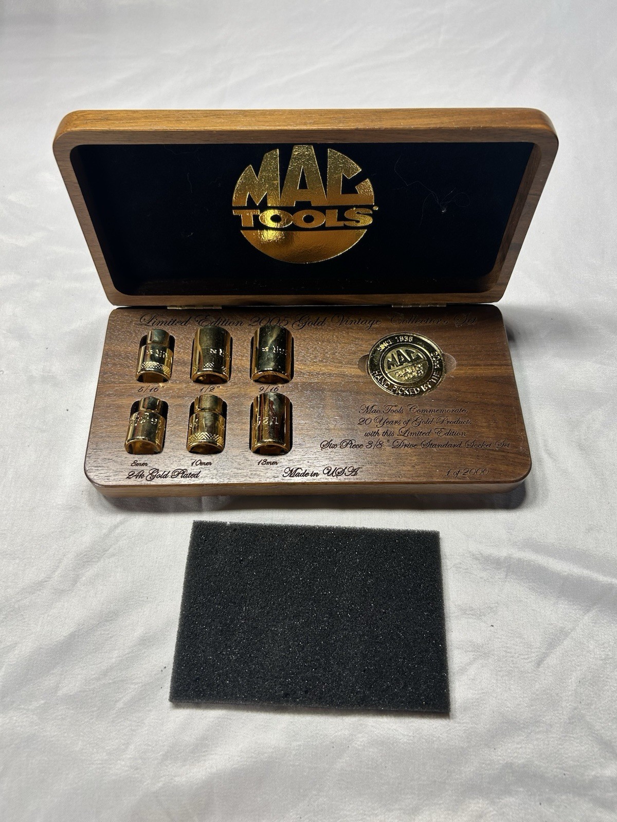 Limited Edition 24K Gold Plated MAC Tools 2005 1 of 2000 3/8 socket set 10mm 6pc