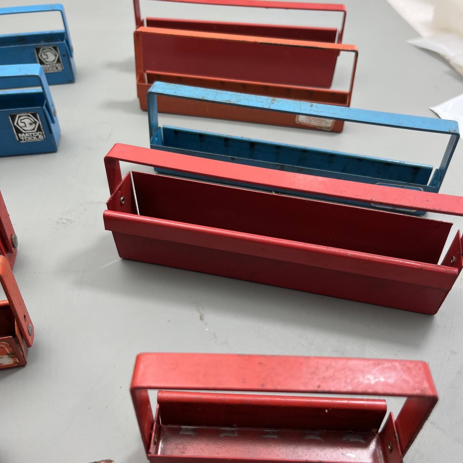 10 Mac & MATCO Tools vtg Metal Socket Holder Tray Red BLUE USA rear
