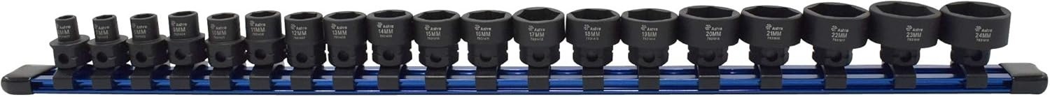 Astro Tools 78319 19 Pieces 3/8″ Drive 6-24mm Low Profile Nano Impact Socket Set