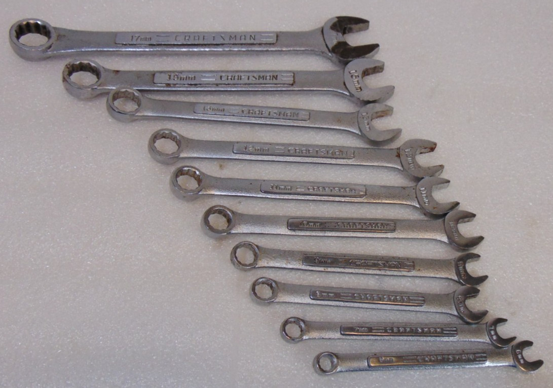 Vintage Craftsman Metric Combination Wrench Set 10 Pieces Made in USA 6 – 17mm
