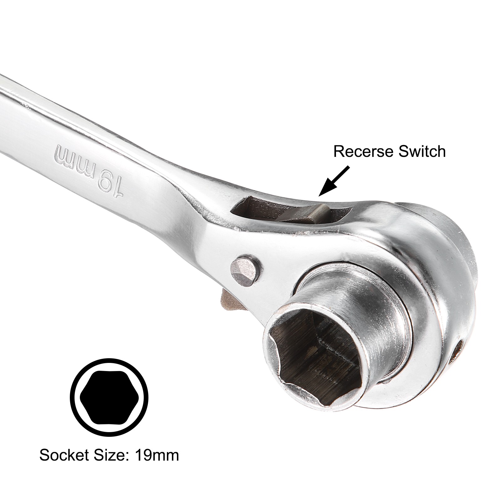 2pcs 19x22mm Hexagon Scaffold Podger Ratchet Spanner Ratcheting Socket Wrench us