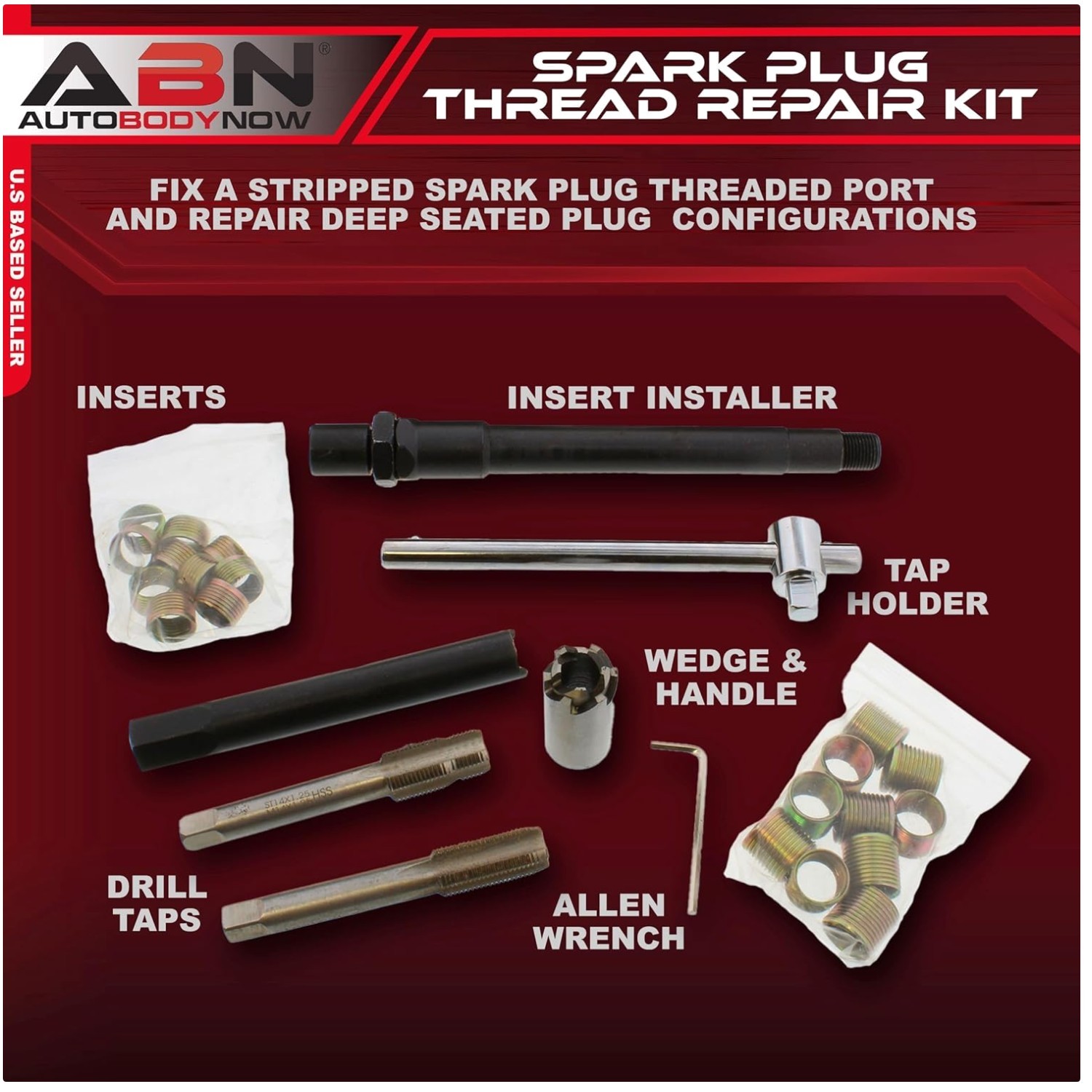 High-Speed Steel Rethreading Tool Set for Spark Plugs
