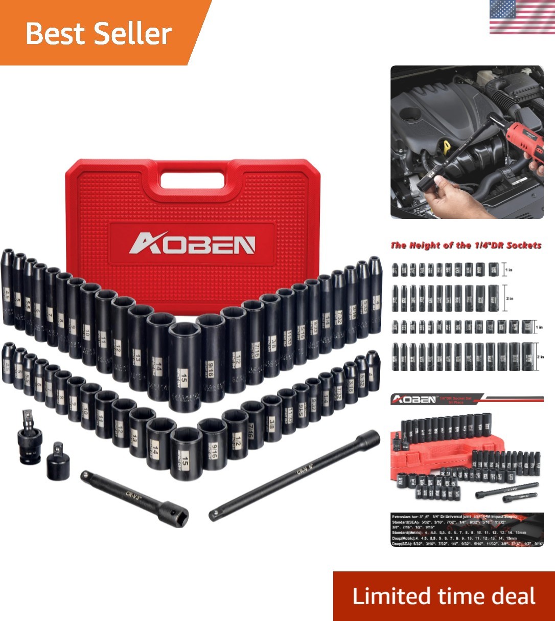 Professional Quality 54-Piece Socket Set with Nutsetter & Corrosion Resistance