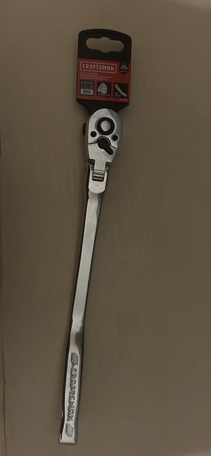 Craftsman 72-Tooth 3/8-in Drive Chrome Bent Handle Flexible Head Ratchet