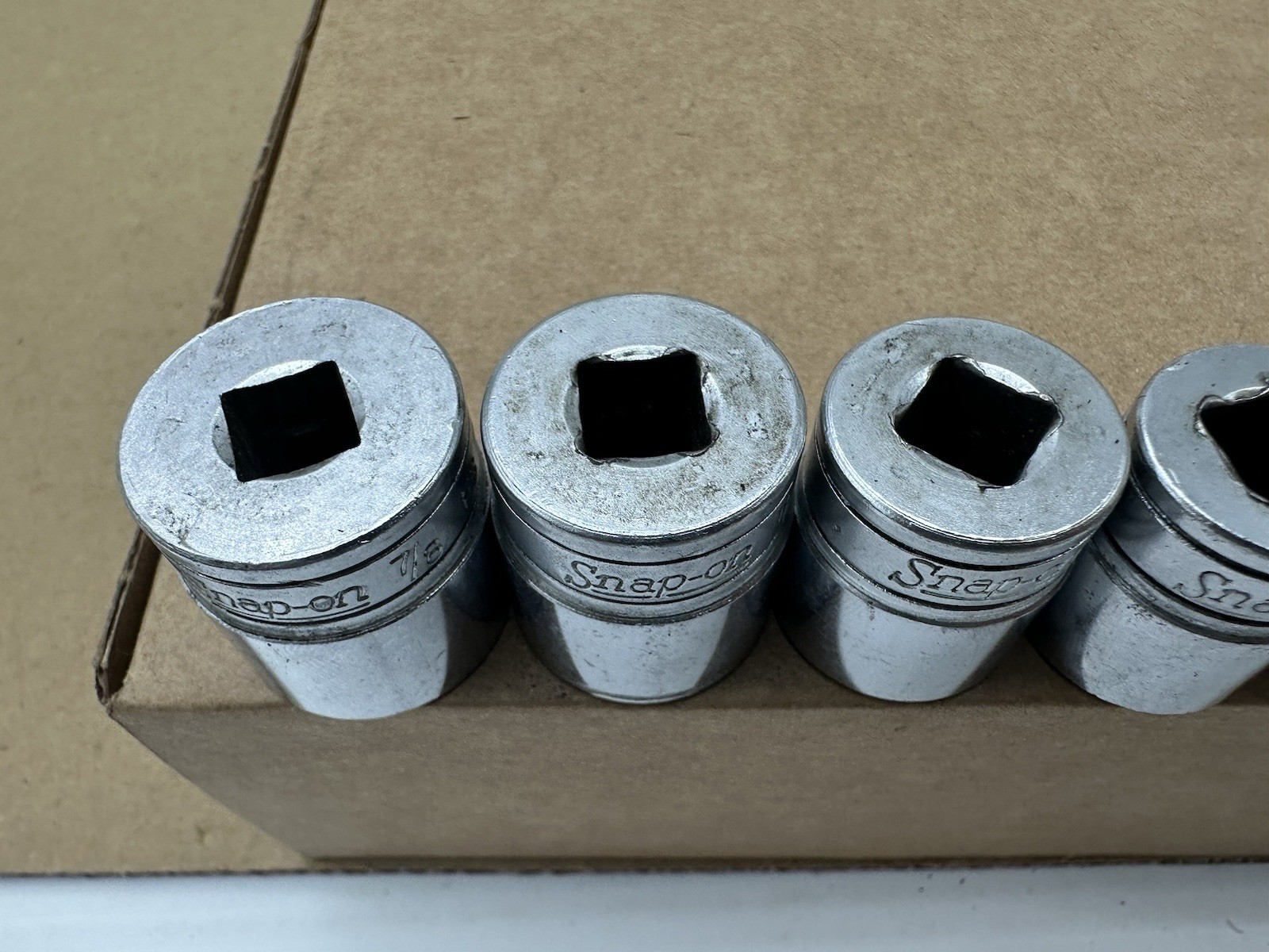 Snap-on 3/8” Dr 6pt SAE 6 Pc Socket Set Vintage USA 9/16-7/8” FS181-FS281