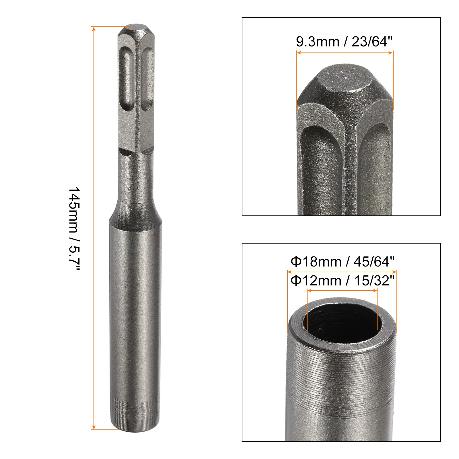 1pcs SDS Max Ground Rod Driver 23/64″ for 15/32″ Ground Rods Drive 5.7″ Long