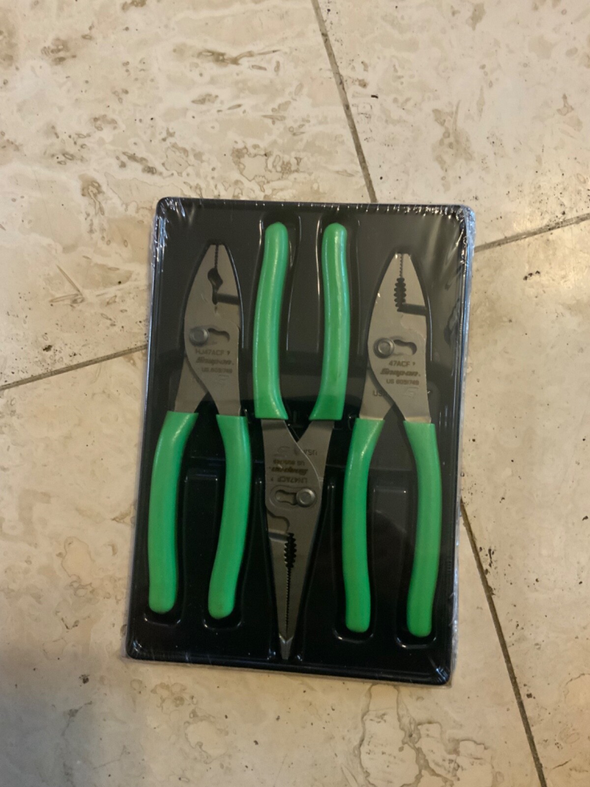 Snap On Green 3 Pc Talon Grip Slip Joint Pliers PL347ACFG New