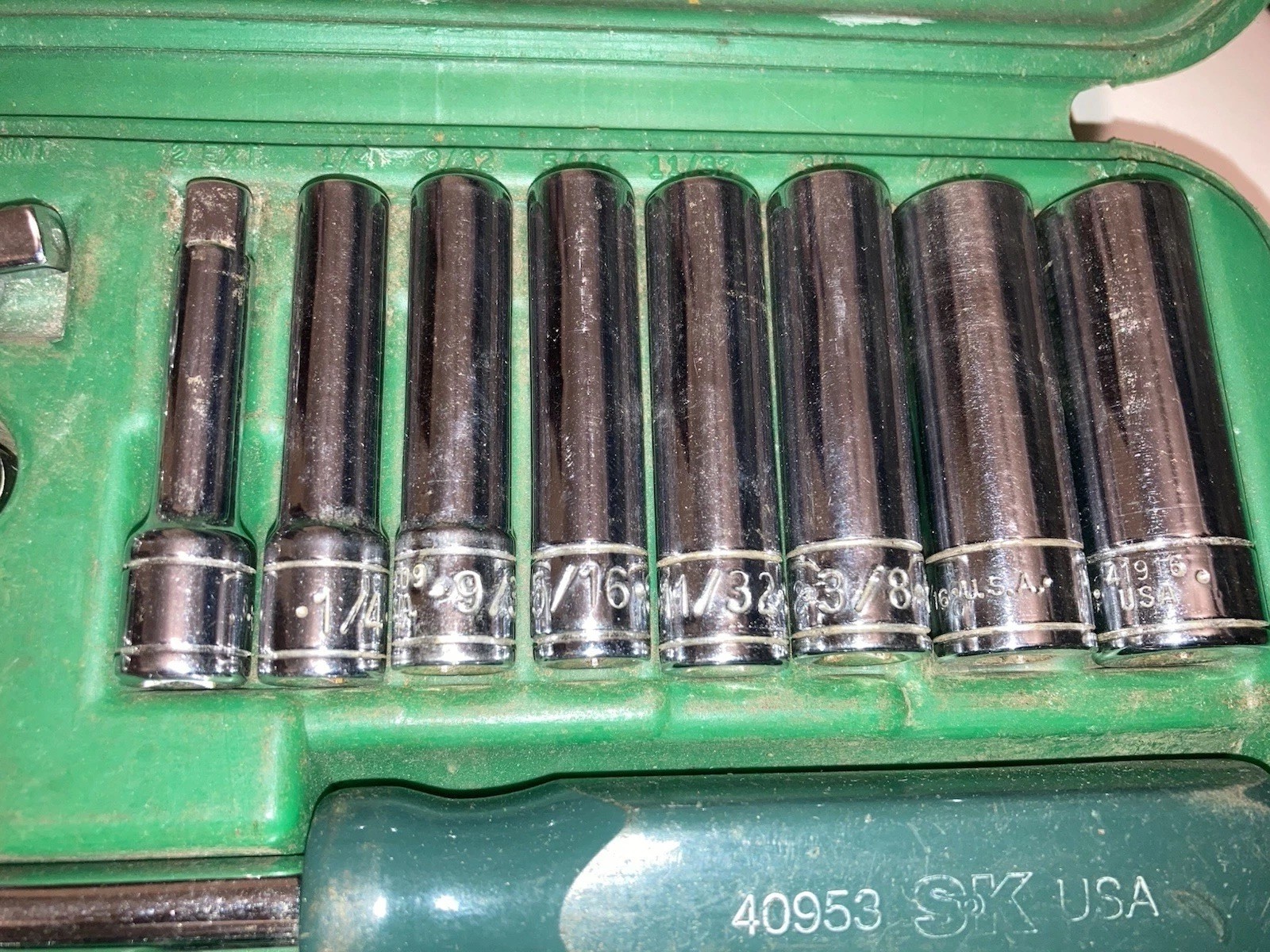 S-K SK 4921 SAE Standard Socket 1/4” Drive 21 Piece Set Short Deep 6 Pt Wright