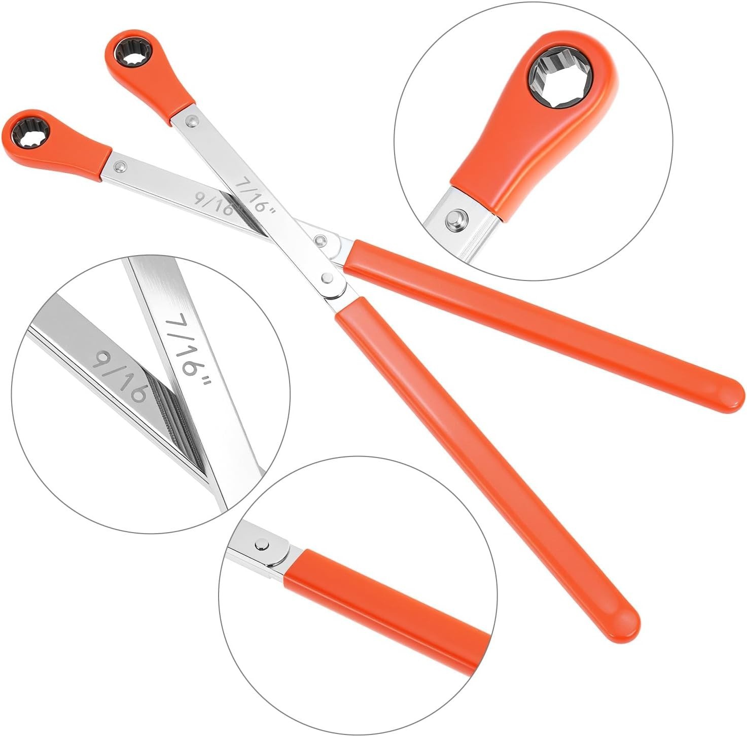 4 Piece Slack Adjuster Wrench & Tool Kit, Heavy Duty Truck Brake Service Set