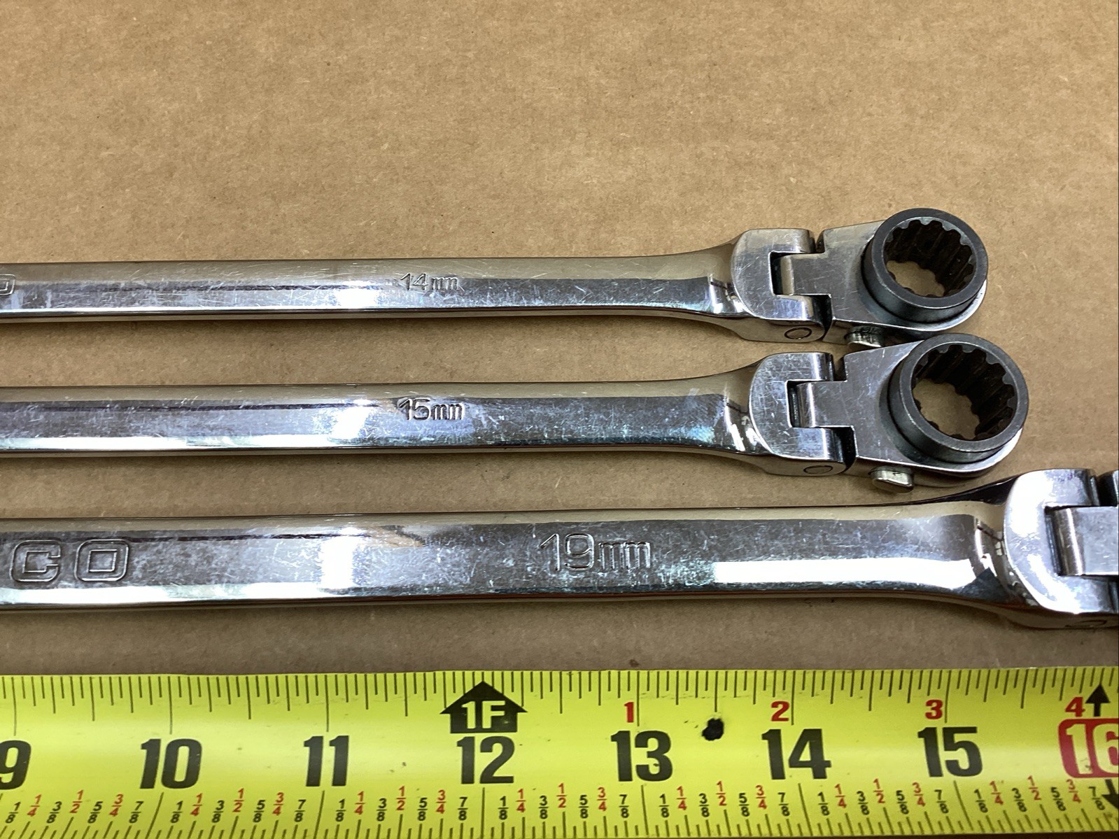 MATCO 3 Piece Long Double Flex Ratcheting Wrench Set Metric RRFXLM