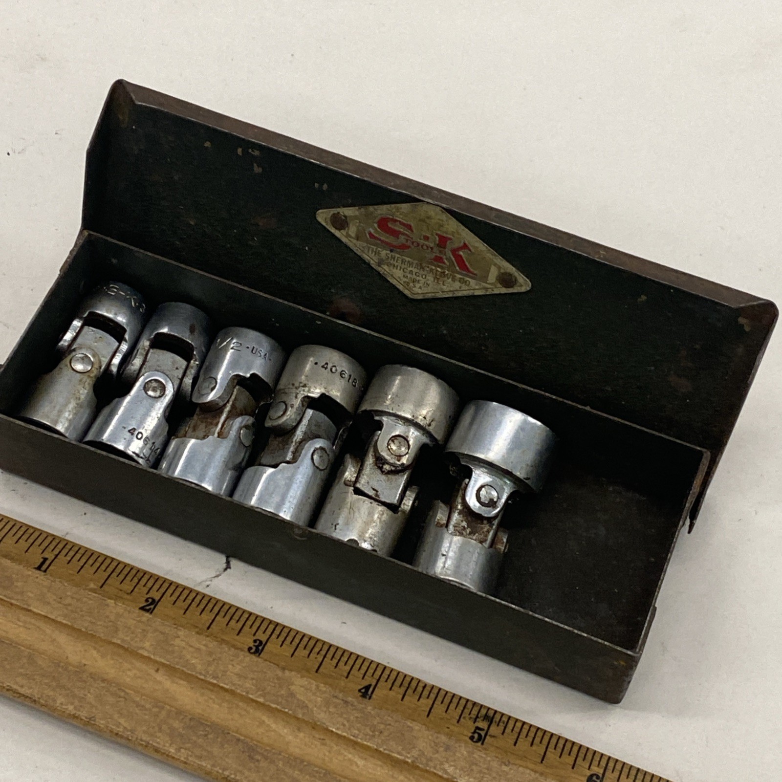 6 pc S-K Mixed 6pt/12pt Universal Swivel 3/8 dr. Socket Set 7/16″ – 11/16″ M0924