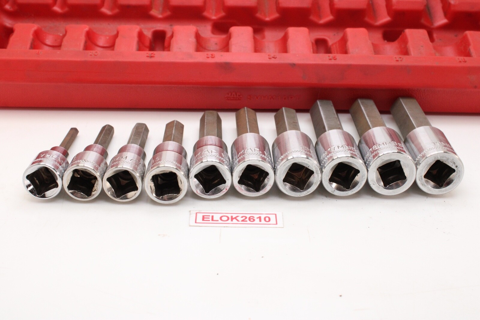 Mac Tools SVHM10P 1/2″ Drive 6mm-19mm 10 Piece Metric Chrome Hex Driver Set USA