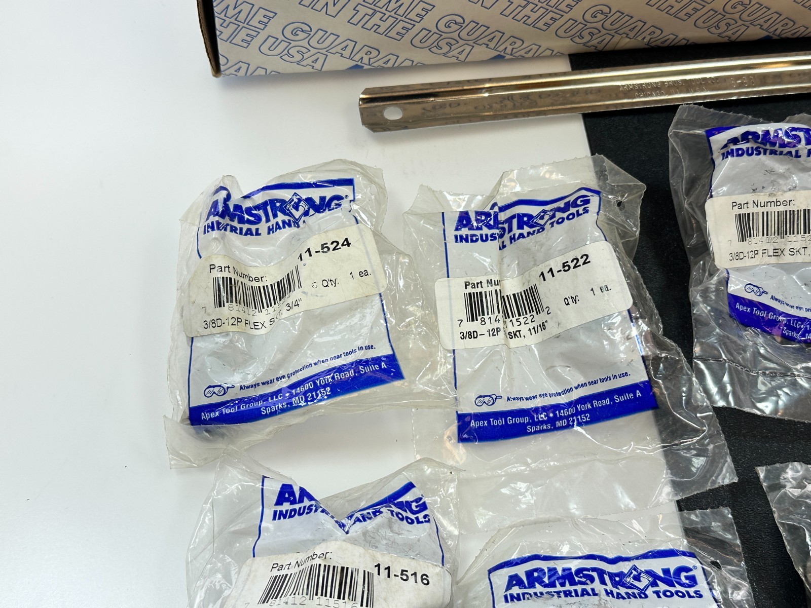 NOS Armstrong 15-400 7pc 3/8″ Drive SAE 3/8-3/4″ Universal Swivel Socket Set
