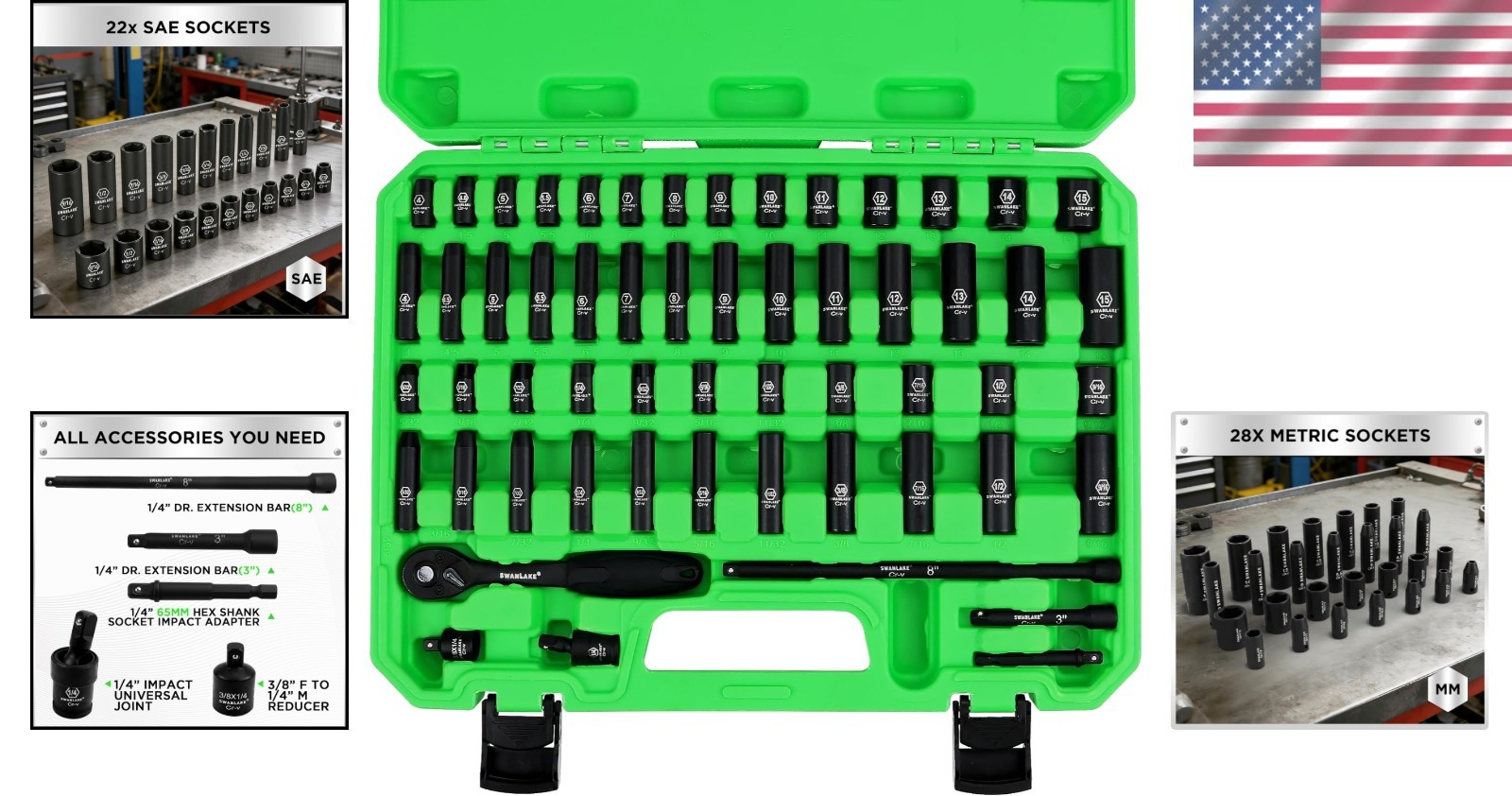 Complete 56-Piece 1/4» Drive Impact Socket Set – Precision Tools for Mechanics