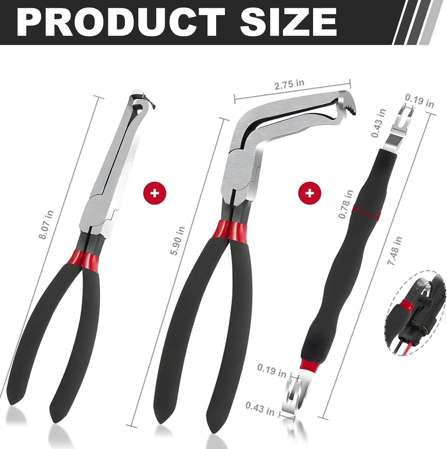 Lisle 37960/37980/13120 Electrical Connector Disconnect Pliers Set,3-Piece