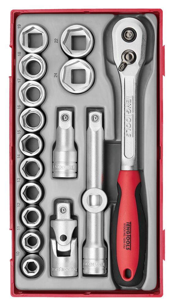Teng Tools TT1218 1/2″ Socket Set 6 pt TT1 17 Pieces