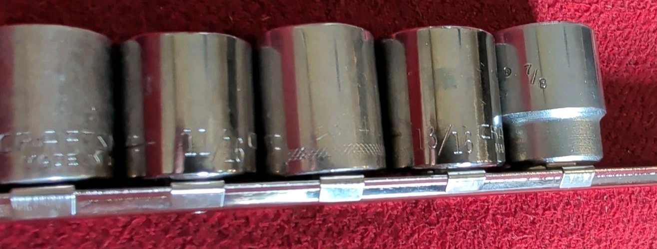 Mixed USA Made 3/8 SAE Socket Set Craftsman Proto Napa 1/4 – 7/8 Inch No Skips