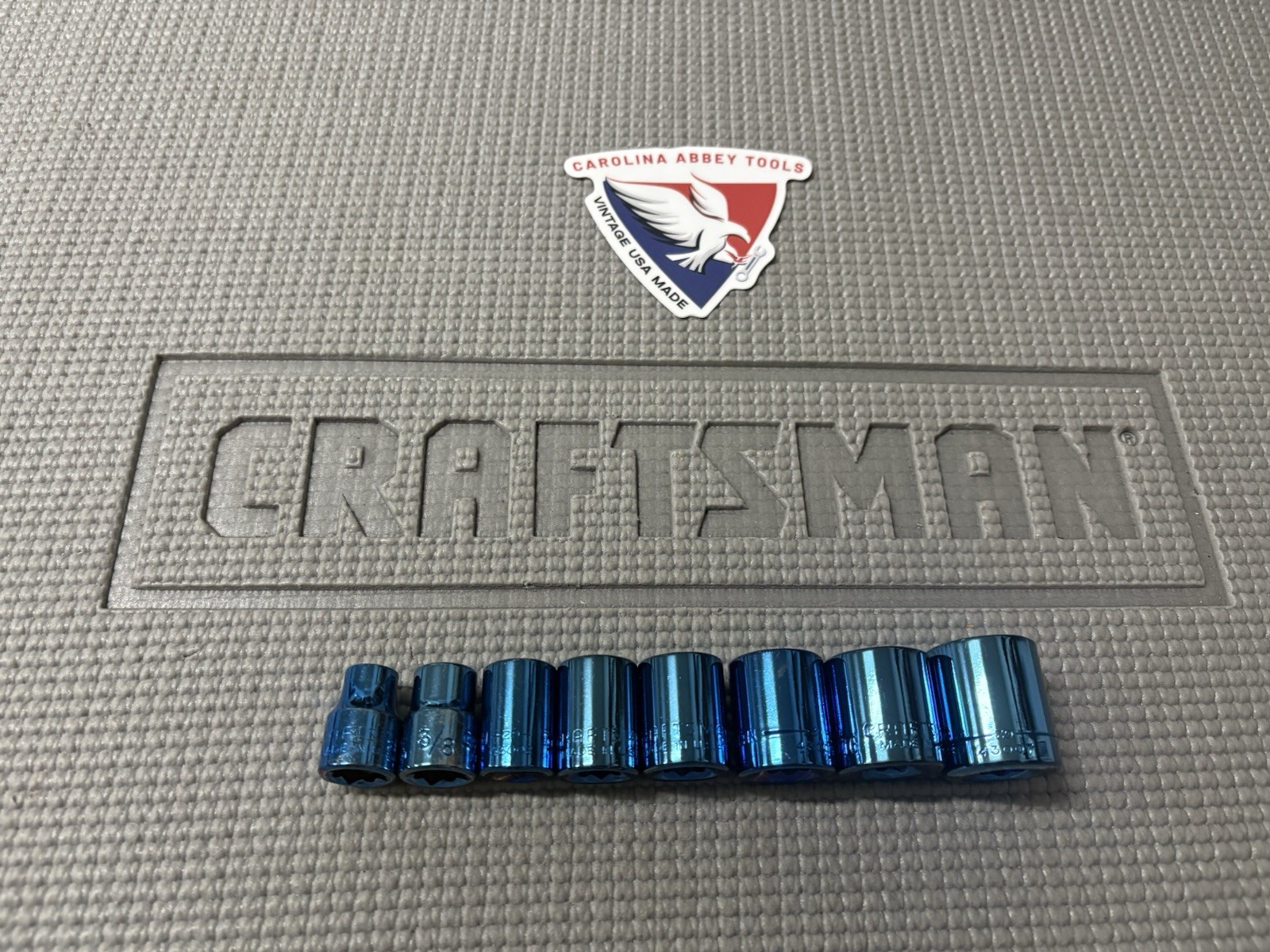 Sears Craftsman USA 8pc Limited Edition Titanium Blue SAE Sockets 3/8” Drive