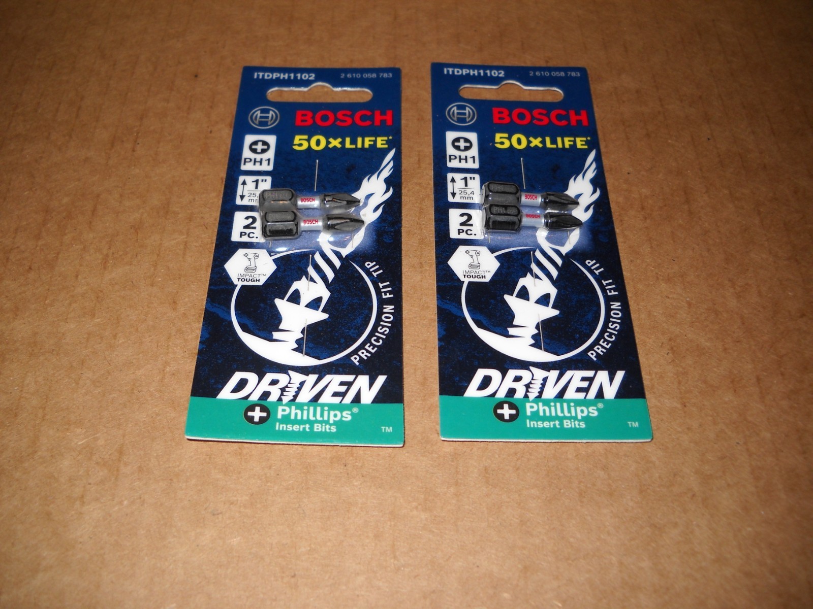 New Bosch Lot of 4 Pieces PH1 Phillips 1″ Insert Bits Impact Ready 50 X Life