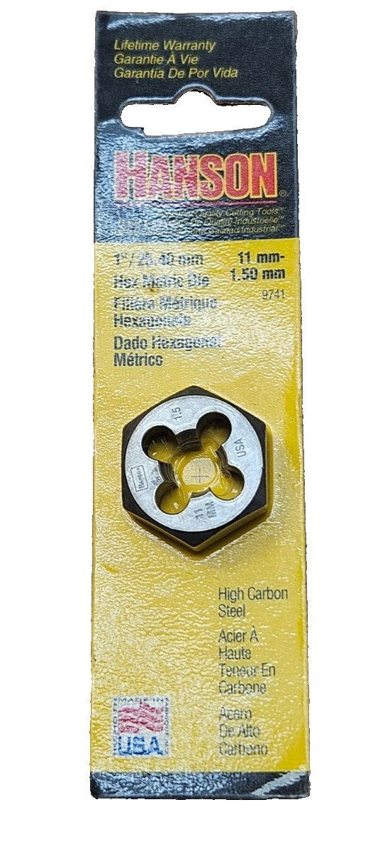 M11 X 1.5 Metric 1″ Hex Die Irwin Hanson 6641 9741 11MM Carbon Steel USA RH Reth