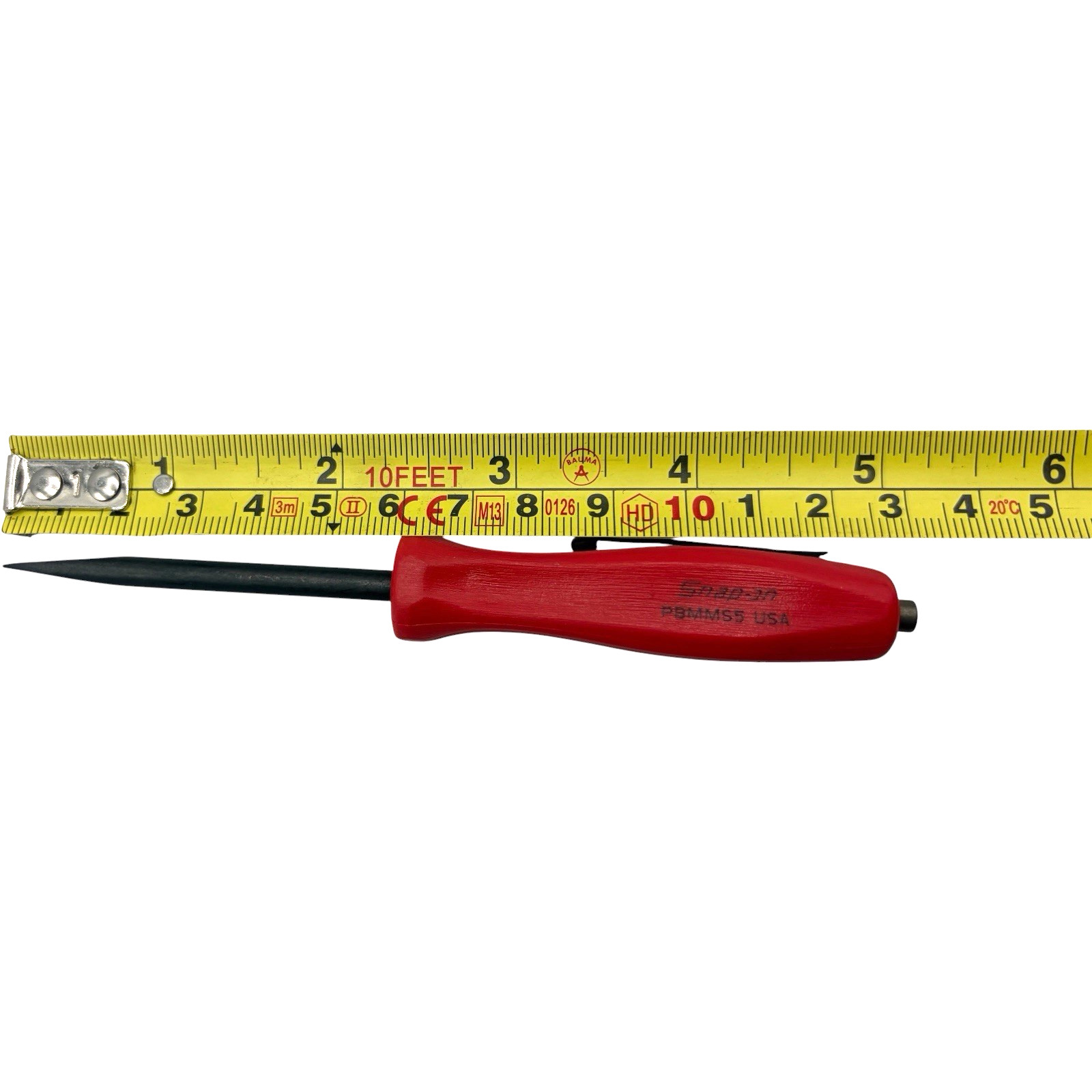 Snap On Tools Mini Magnetic Pocket Pry Bar Red 5 inch Straight Blade