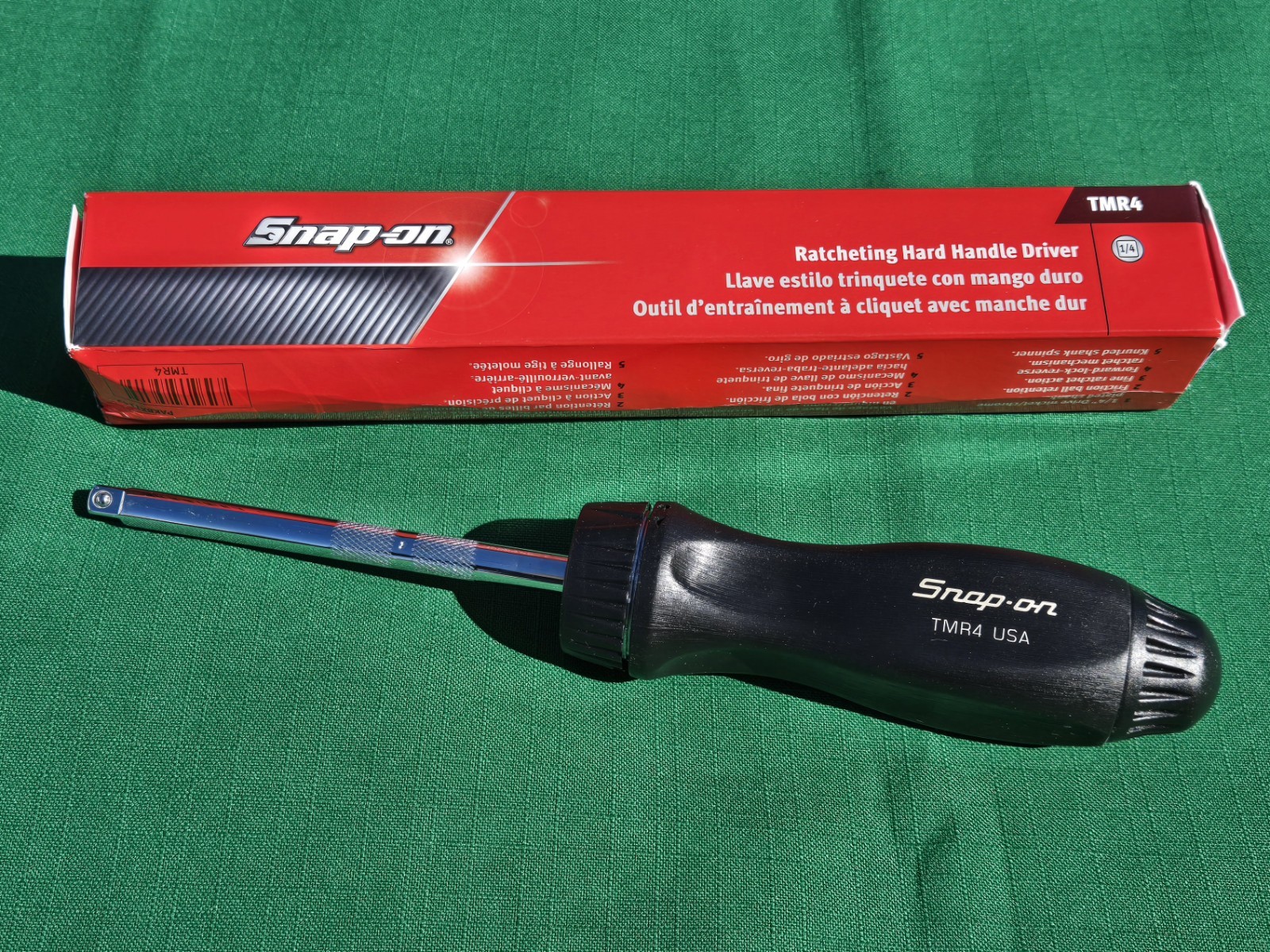 NIB Snap-on Tools USA TMR4 1/4″ Drive Ratcheting Spinner Black Hard Handle 9”