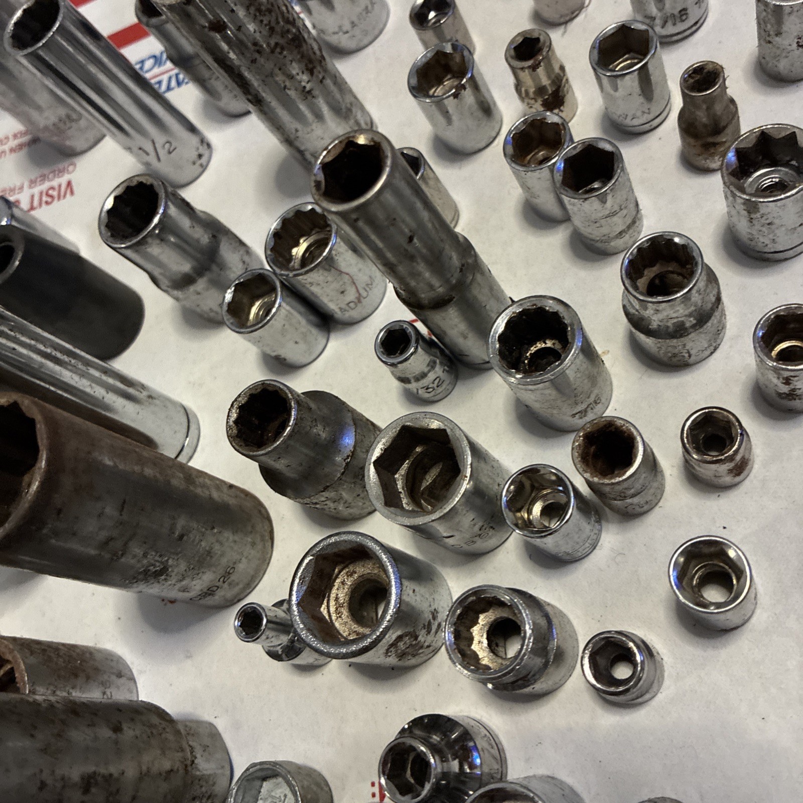 LARGE LOT Of 128 Sockets SAE Metric Drive 6 Point 12 Point Some Husky Taiwan Jap
