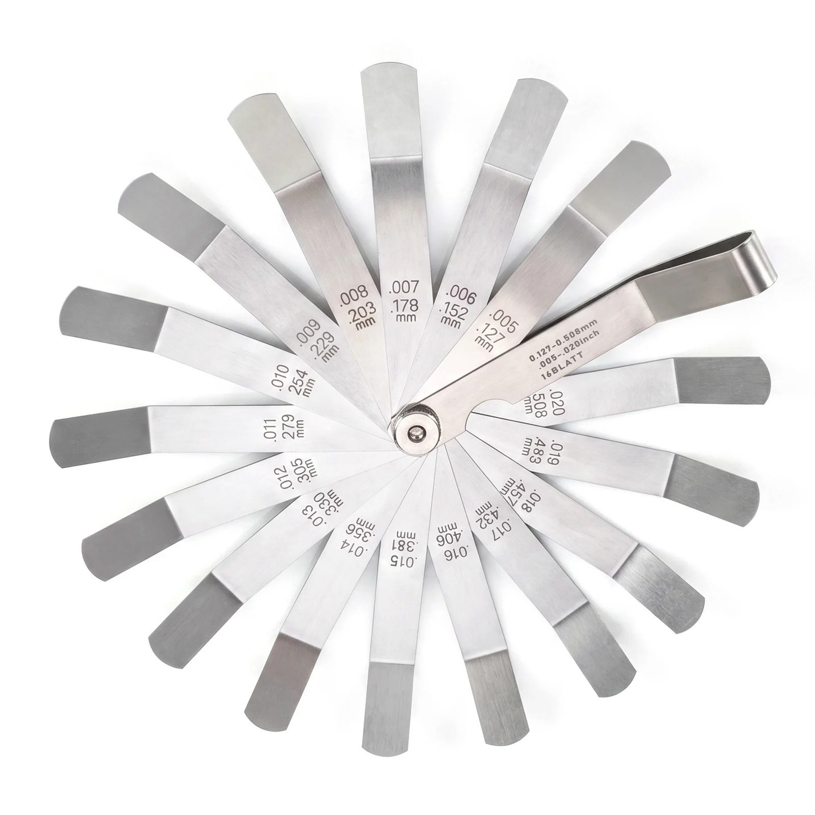 Feeler Gauge Set Stainless Steel 32 Straight 16 Offset Blades SAE Metric