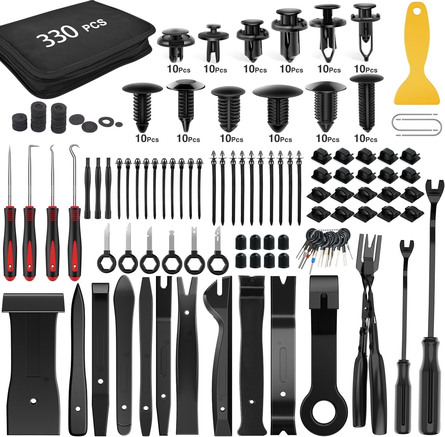 Comprehensive 330-Pcs Automotive Trim Removal Tool Set with Portable Carry Bag