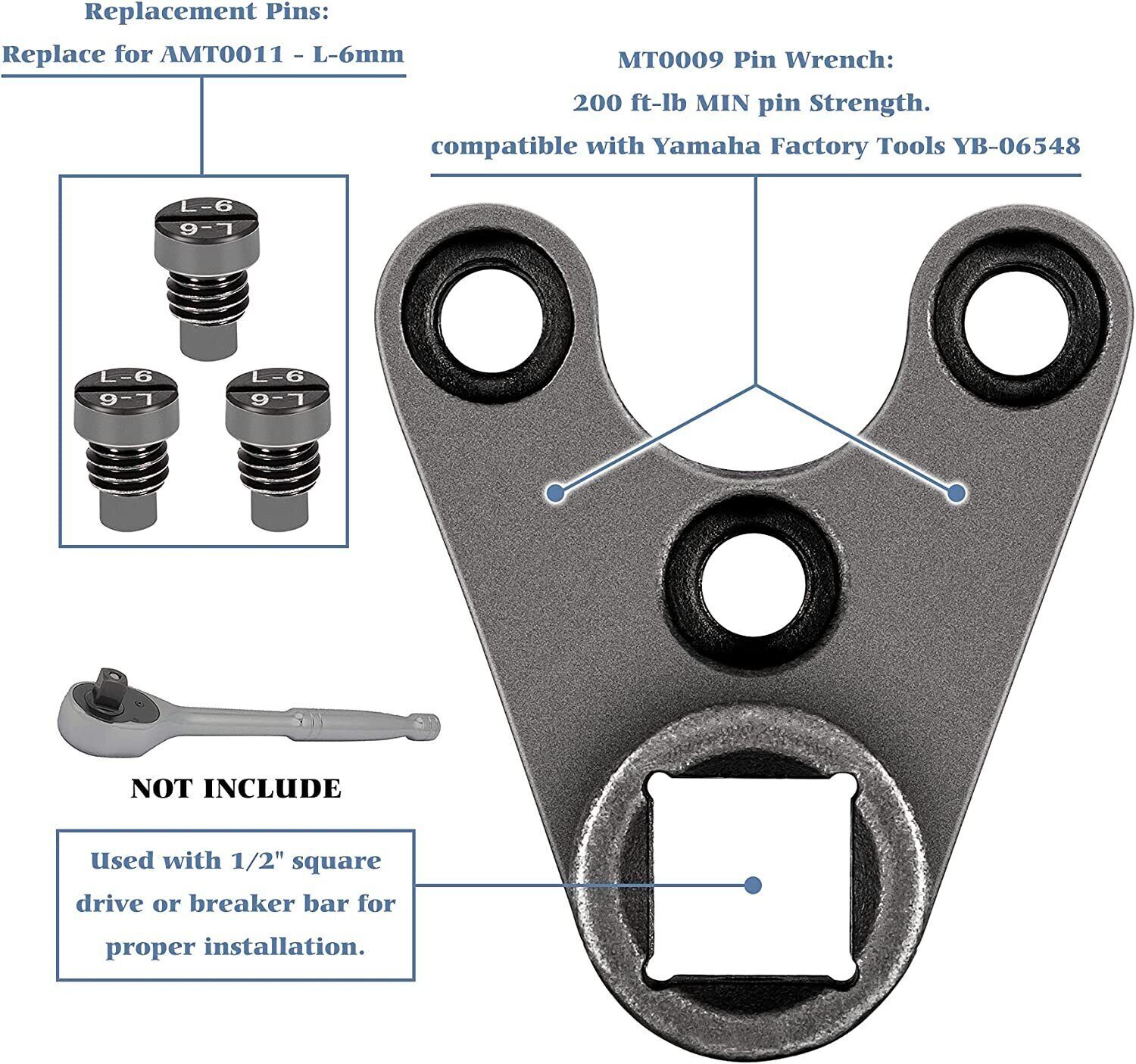Outboard Trim/Tilt Pin Wrench MT0009-35mm x 6mm for Showa, Yamaha, Suzuki, Honda