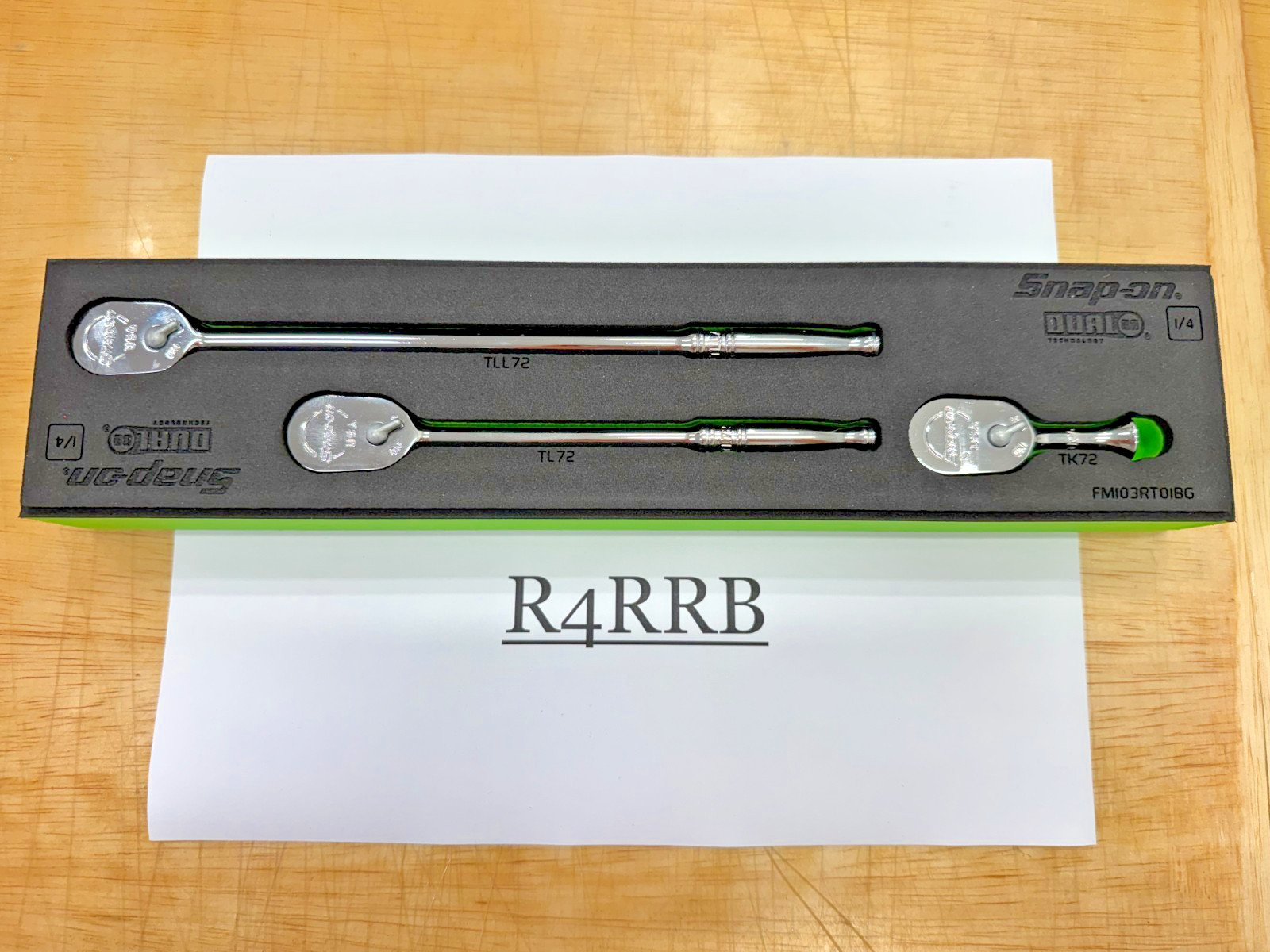 Snap-on Tools USA NEW 6pc 1/4″ Drive Fixed Flex Head Ratchet RARE GREEN FOAM Set