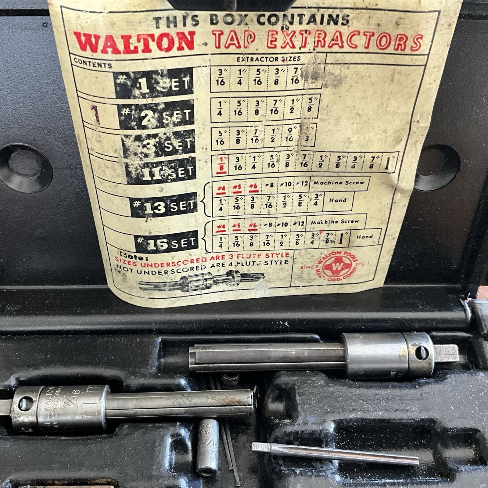 Vintage Walton Tools 6 Piece Tap Extractor Set 3/16″ – 1/2″