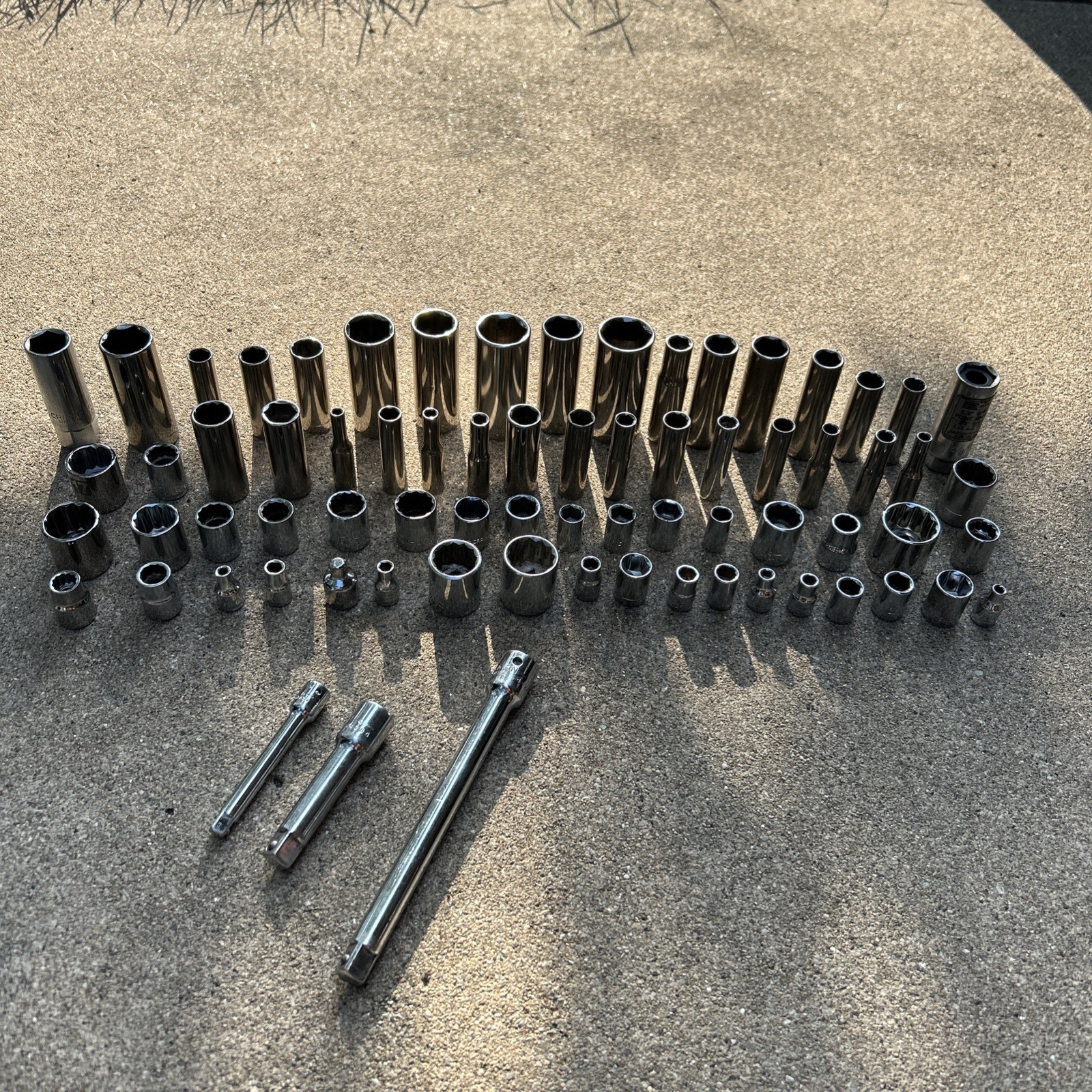 Lot Of 72 Assorted Craftsman Sockets And Extensions SAE & Metric Various Drives