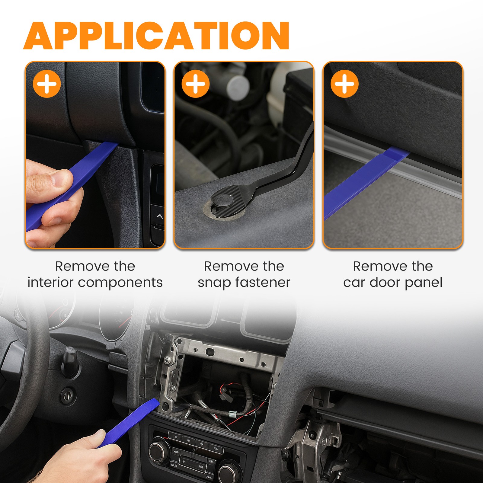 Plastic Trim Removal Pry Tool Set for Car Radio Panel Door Dash Clip Fasteners