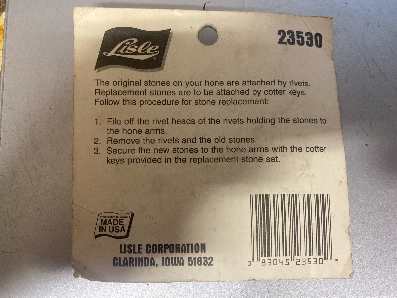 Lisle Corp., Part #23530,Hard 240 Grit Stone Set,Stone-Type Glaze Breaker #23500
