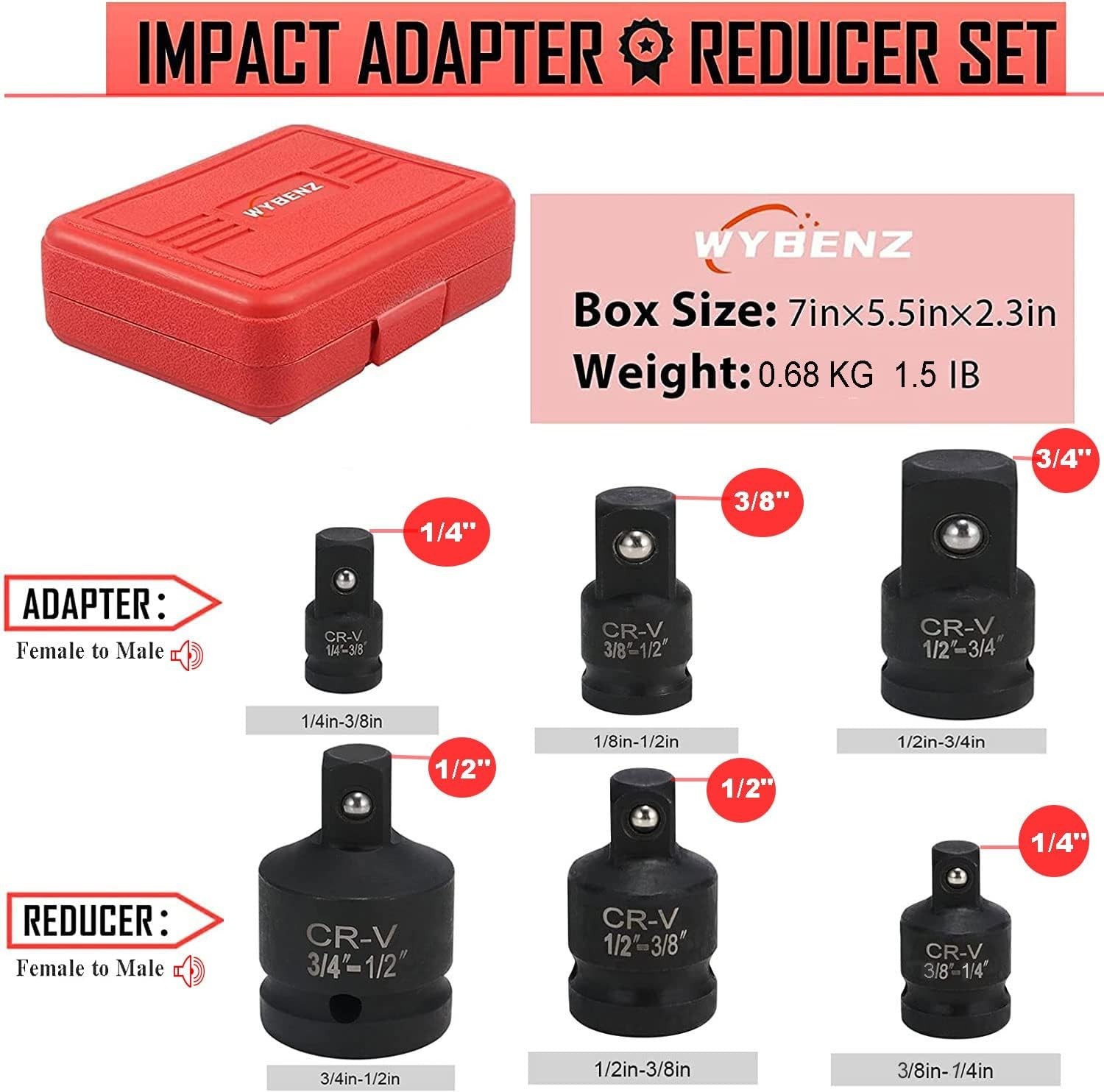 6-Piece Impact Socket Adapter Set for Ultimate Mechanic Precision