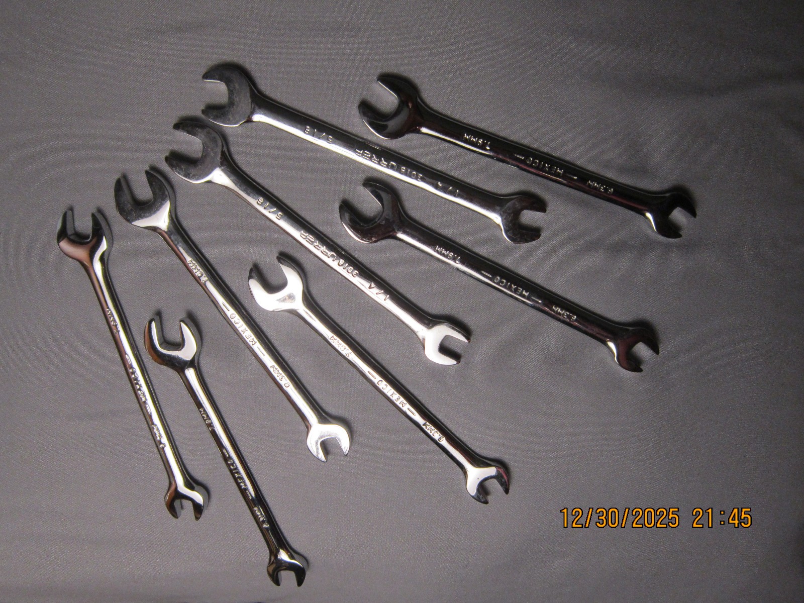 1/4″ x 5/16″ Double Open End Wrench, Groupo Urrea polished chrome NEW