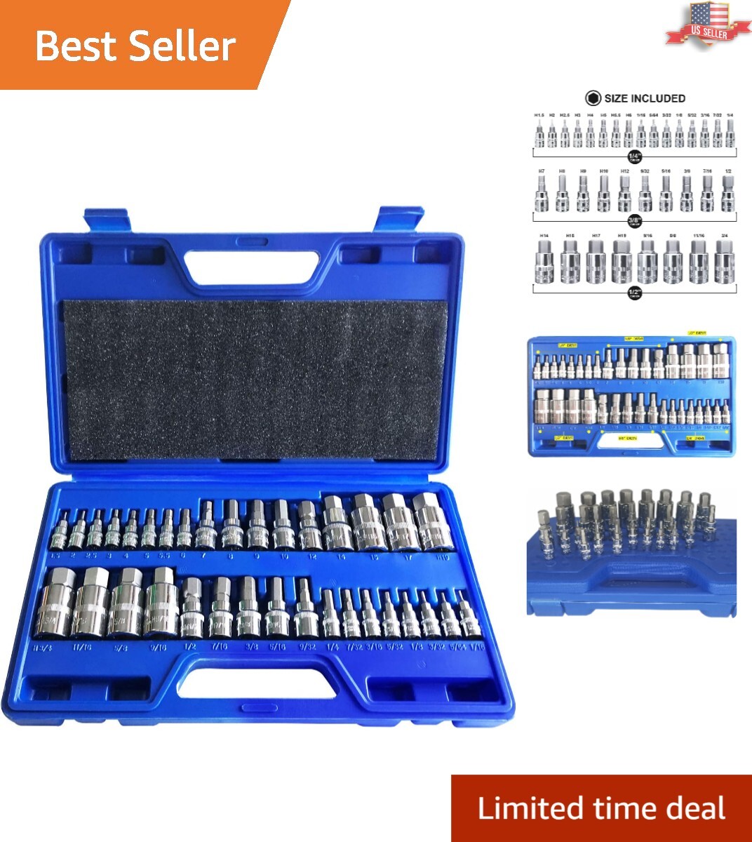 Versatile 34-Piece Chrome Finish Hex Key Set for Mechanics & DIY Projects
