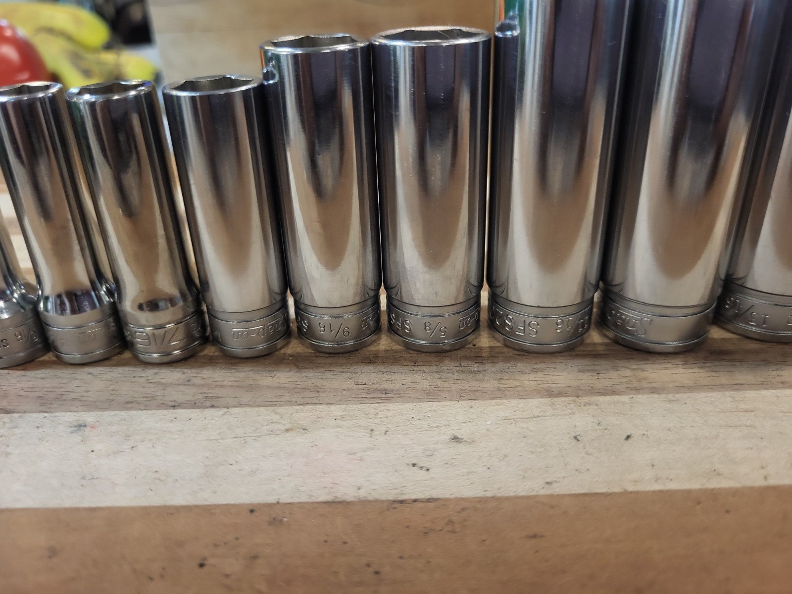Snap-On 11 Pc. 3/8″ Dr. 6 Pt. SAE Deep Socket Set 211SFS. VGUC 🔥 🇺🇸