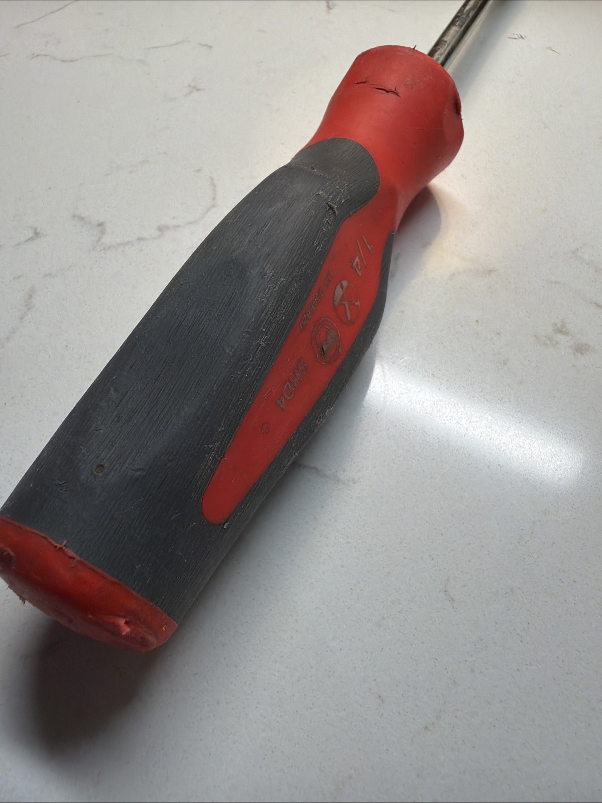 Snap On Tools 1/4″ Flat Head Screwdriver SHD2 Slotted Grip Red Gray USA