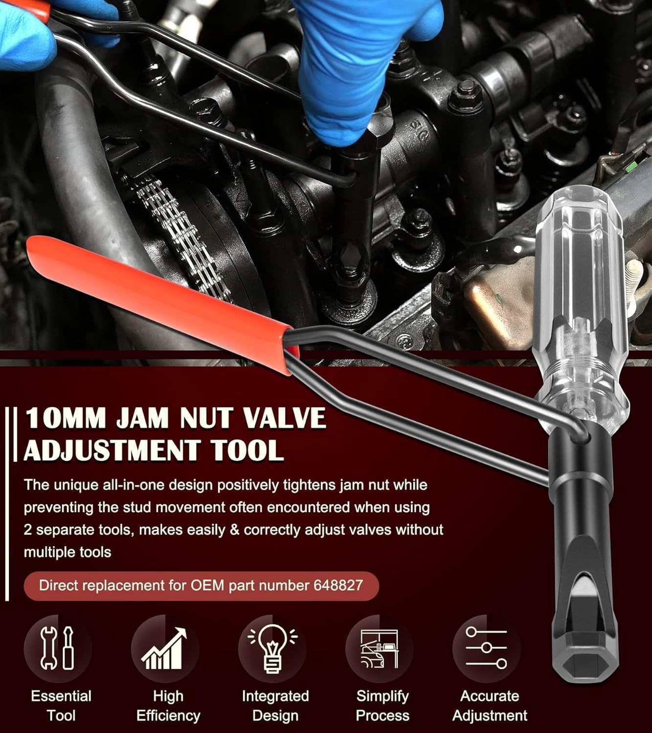 Valve Clearance Adjustment Tool Kit Offset Feeler Gauge Set+Jam Nut Valve