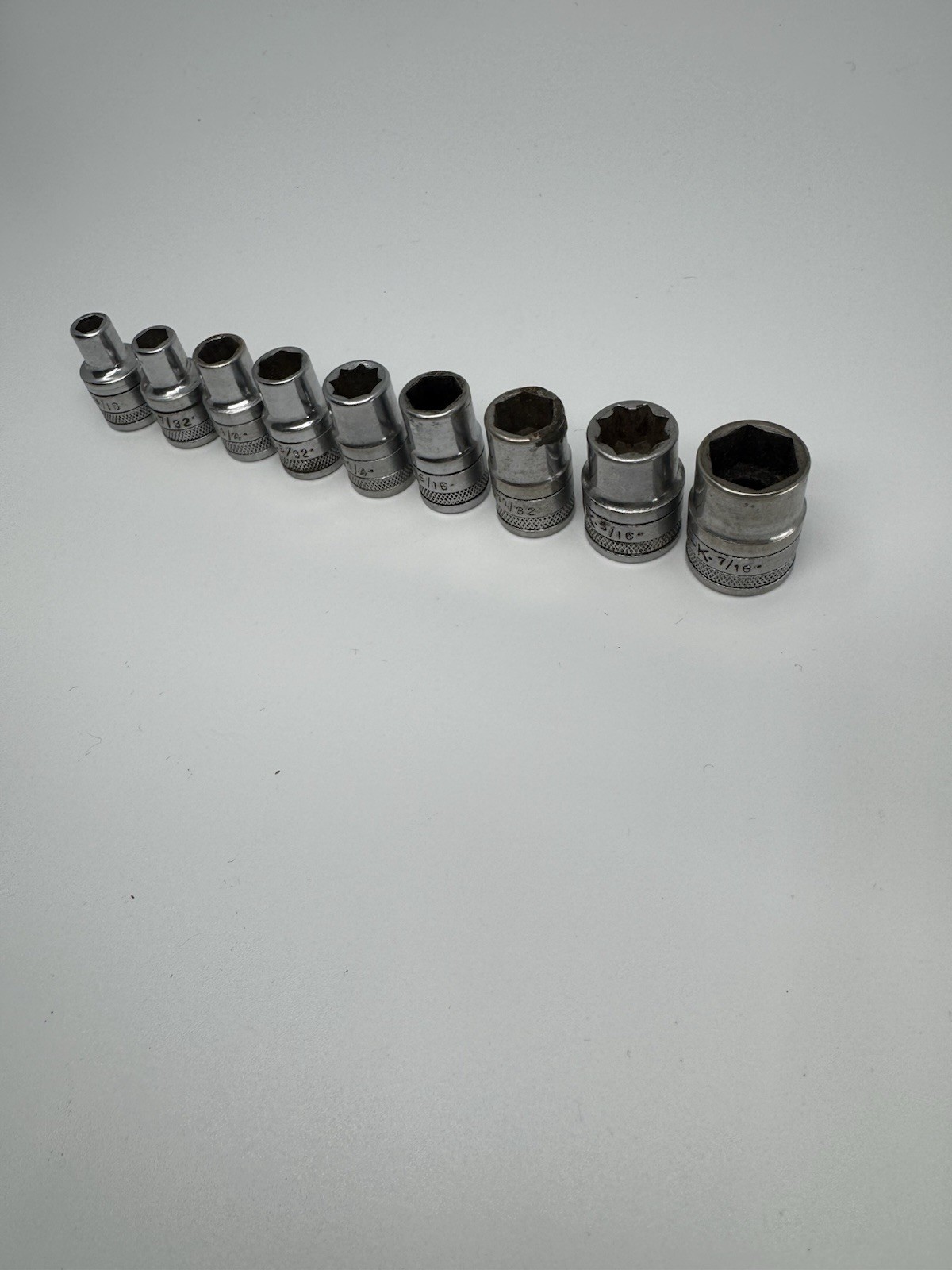 Vintage SK Tools 9pc Socket Set 3/16 Through 7/16 USA