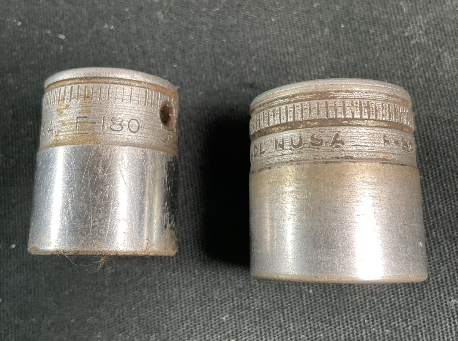 Vintage SNAP-ON TOOLS F-180 F-200 USA 9/16 5/8in. Sockets 3/8in. Drive 12-pt