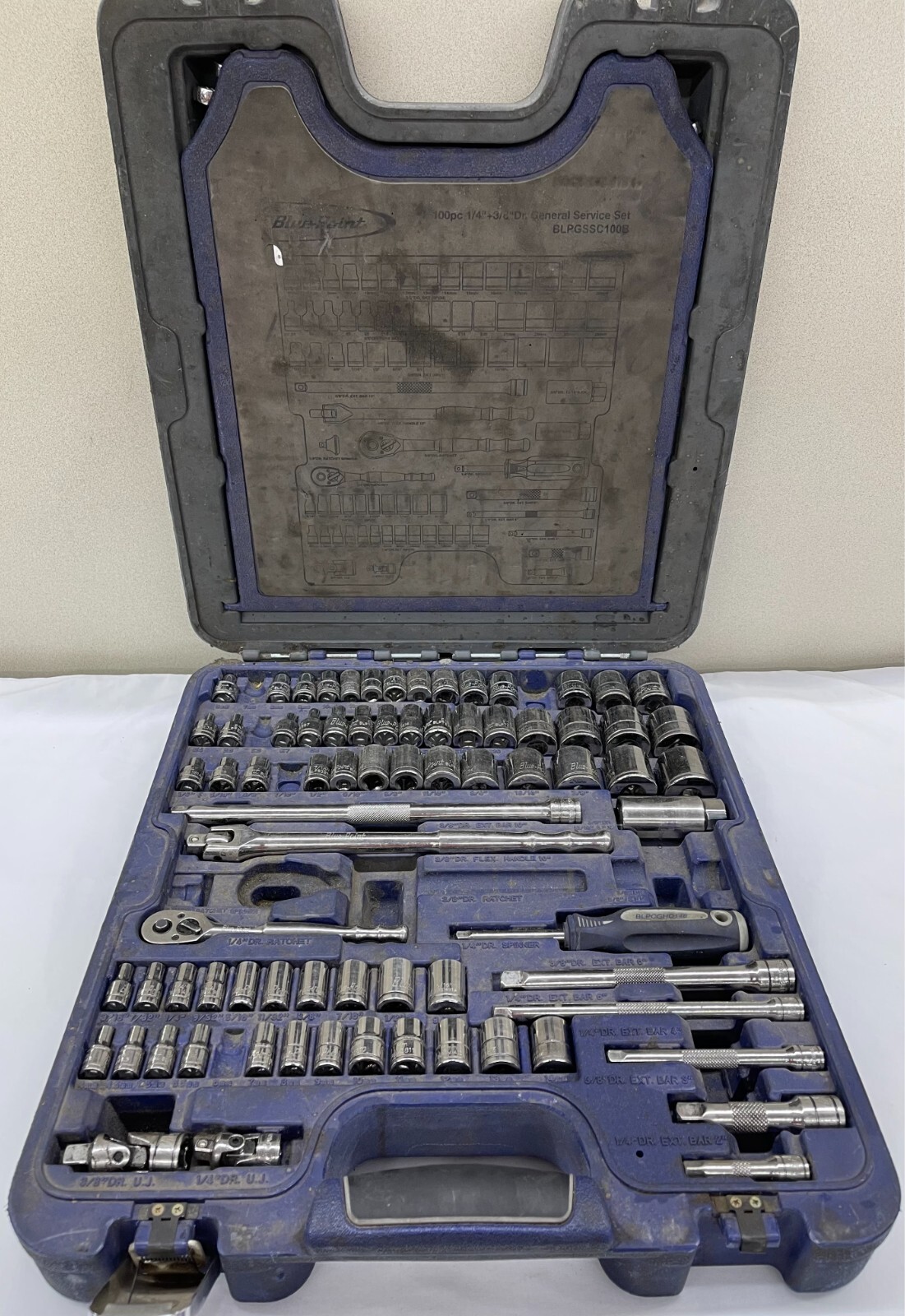 Blue Point 100pc 1/4″ & 3/8″ Dr General Service Set BLPGSSC100B (MISSING 9PCS)