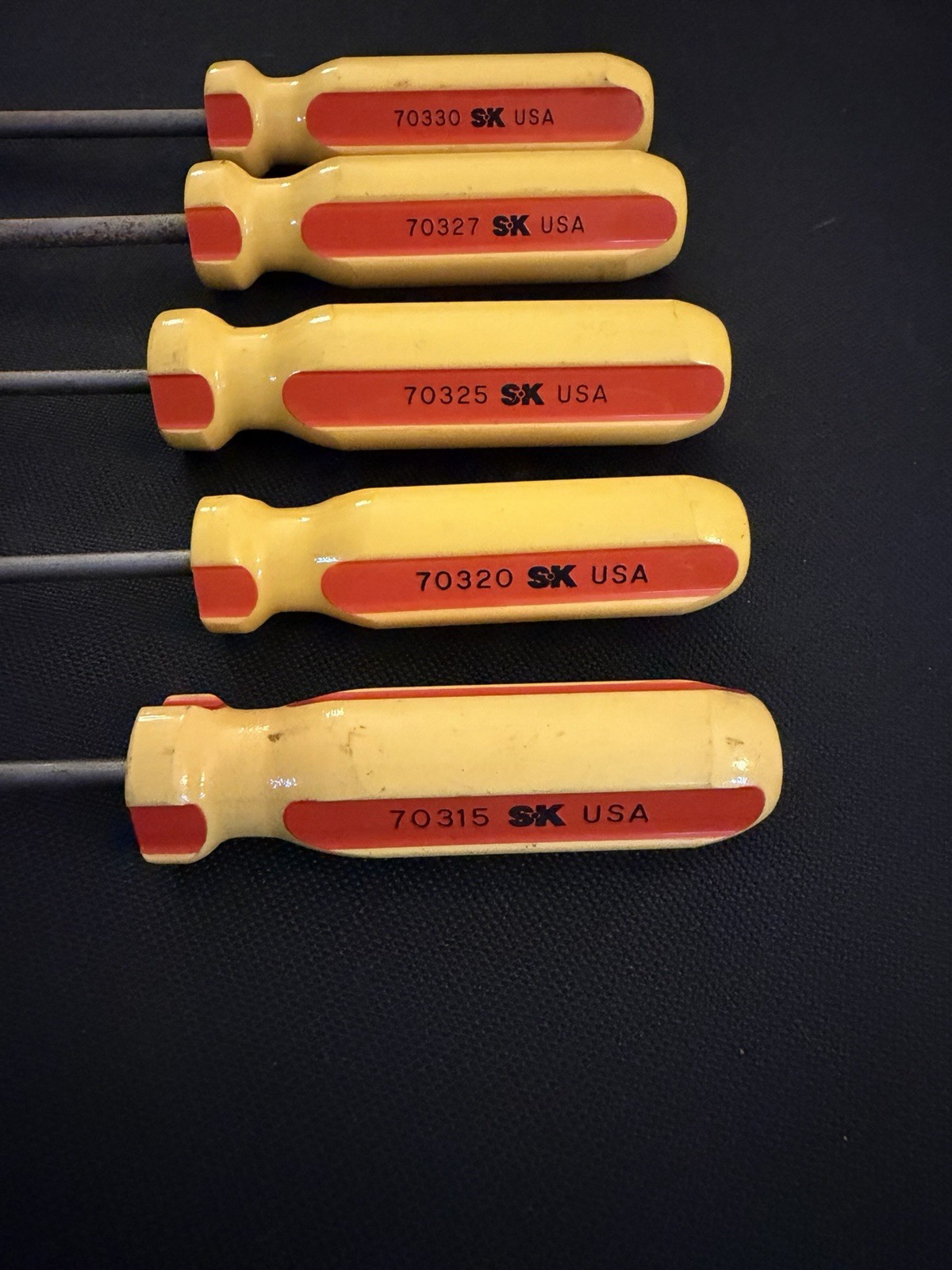 SK Tools USA RARE Red/Yellow Hard Handle Torx T15-T30 Screwdriver Driver Set Lot